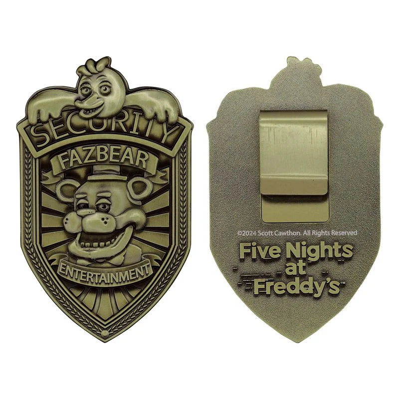 🎮🔒 Security Badge – Five Nights at Freddy’s – Réplique Métal Édition Limitée “Antique Brass” 🔒🎮
