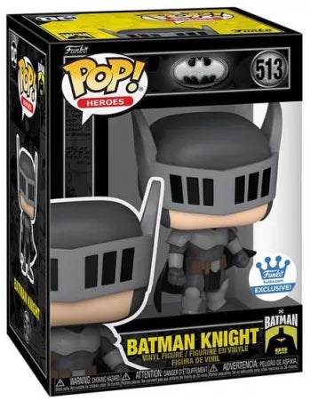 "Funko Pop! Batman & Robin – Batman Knight (513). La version chevaleresque de Batman avec une armure impressionnante et un casque inspiré des chevaliers médiévaux. Une figurine incontournable pour les fans de DC Comics et du Chevalier Noir !"
