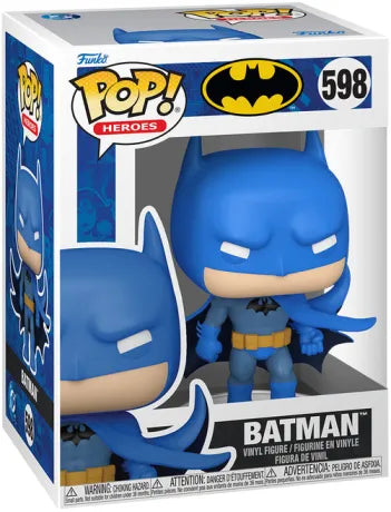 Funko Pop! DC Comics – Batman (N°598). Version bleu classique avec cape dynamique, fidèle aux premiers comics.
