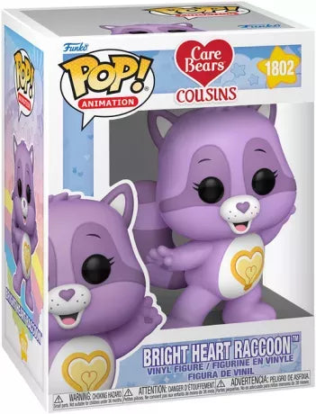 💜🦝 Funko Pop! Animation N°1802 – Bright Heart Raccoon (Cousinours Toumalin) – Care Bears (Bisounours) 💜🦝