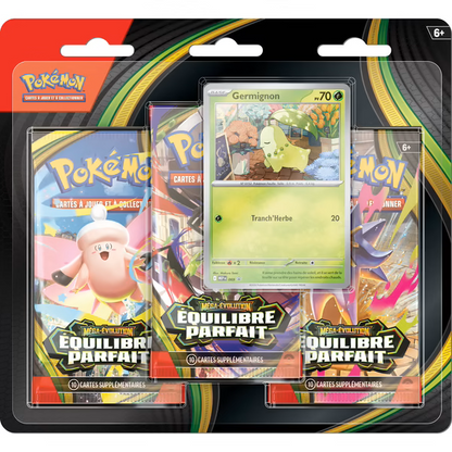 🌿⚖️ Pokémon JCC – ME03 Équilibre Parfait – Tripack 3 boosters + Germignon – FR ⚖️🌿