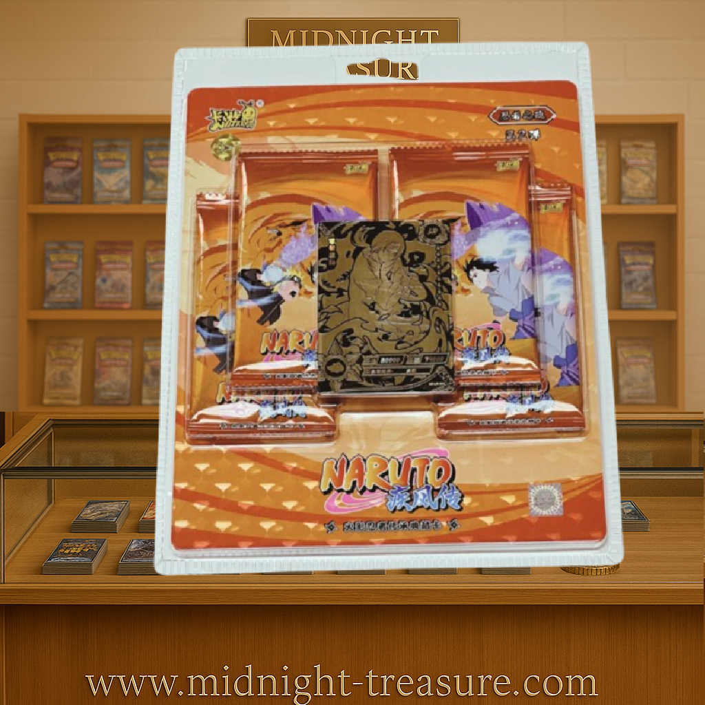 Blister Naruto Kayou Cards contenant 1 carte LR rare et 4 boosters Naruto Shippuden, pack officiel de cartes à collectionner.