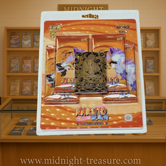 Blister Naruto Kayou Cards contenant 1 carte LR rare et 4 boosters Naruto Shippuden, pack officiel de cartes à collectionner.