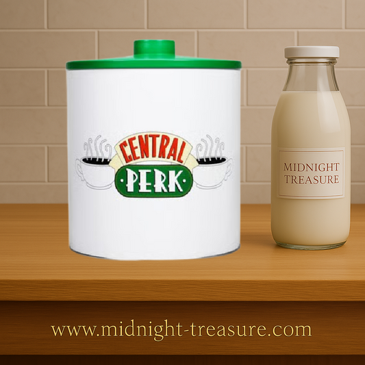 Boîte à biscuits Friends Central Perk en métal avec couvercle. Boîte décorative sous licence officielle, idéale pour conserver cookies et gourmandises.