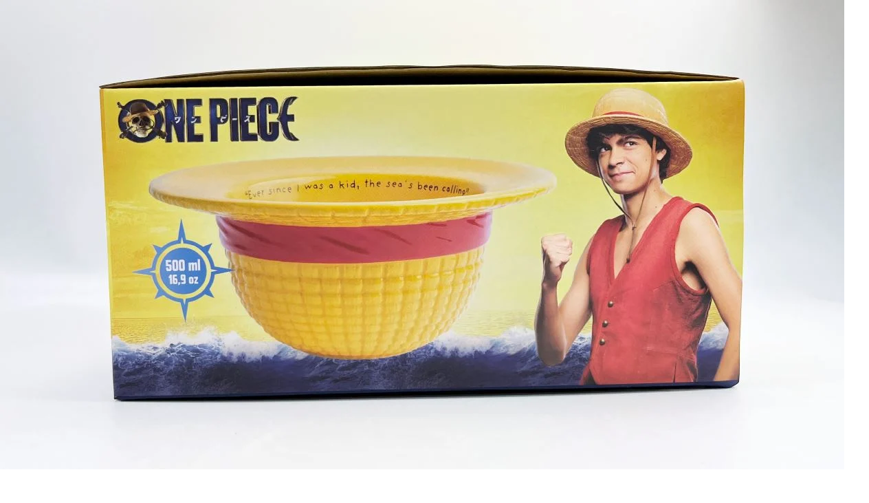 Bol 3D One Piece Netflix – Chapeau de Luffy – 500 ml – Officiel. Bol en céramique en forme du célèbre chapeau de paille. Un objet collector idéal pour les fans de One Piece.