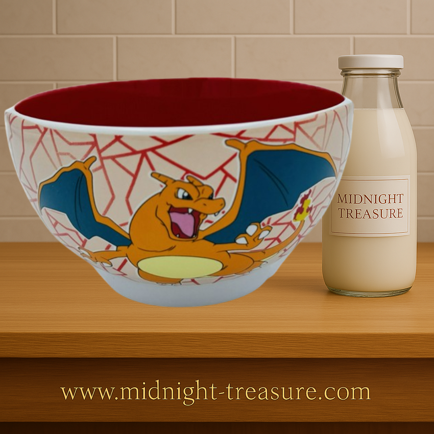 Bol Pokémon – Dracaufeu – 600 ml – Céramique. Bol rouge et blanc représentant Dracaufeu prêt à attaquer, en céramique de qualité, compatible lave-vaisselle et micro-ondes.