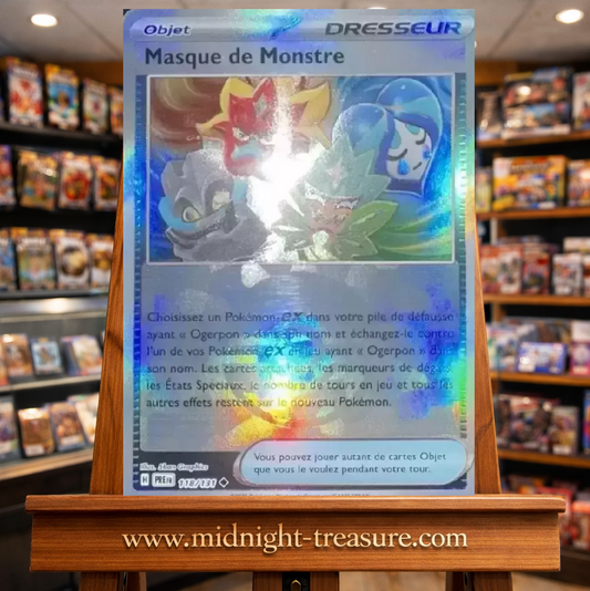 Carte Pokémon Masque de Monstre Poké Ball issue de l’extension Écarlate & Violet – Évolutions Prismatiques. Carte Dresseur Objet avec effet Poké Ball brillant, idéale pour les collectionneurs.