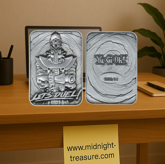 Carte Yu-Gi-Oh! – Jinzo – Réplique Métal 1:1 – Édition Limitée. Réplique premium en métal du célèbre monstre cybernétique Jinzo, format 7,5 x 5 cm. Une pièce de collection incontournable pour les fans de Yu-Gi-Oh!.