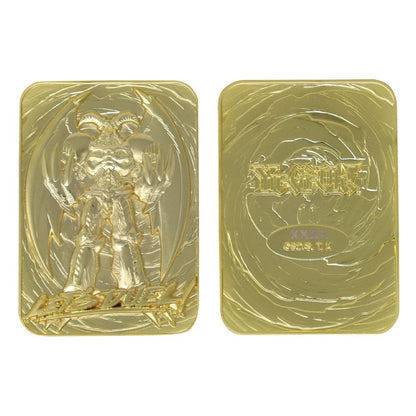 Carte Yu-Gi-Oh! – Summoned Skull – réplique en métal plaqué or 24 carats – Édition limitée 5 000 exemplaires. Présentée dans une boîte collector officielle.