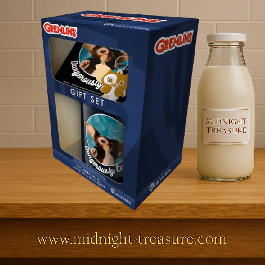 Coffret cadeau Gremlins – Mug + Sous-verre + Porte-clés – Gizmo – Licence officielle. Un ensemble collector à l’effigie de Gizmo. Le cadeau parfait pour les fans de Gremlins.