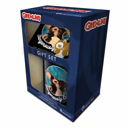 Coffret cadeau Gremlins – Mug + Sous-verre + Porte-clés – Gizmo – Licence officielle. Un ensemble collector à l’effigie de Gizmo. Le cadeau parfait pour les fans de Gremlins.