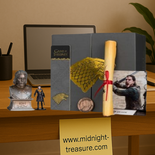 Collector Box Game of Thrones – Jon Snow – Édition spéciale. Inclut une mini-figure de 5 cm, un buste de 11,5 cm, une pièce de monnaie, l’arbre généalogique, une carte avec certificat et un marque-page Stark.