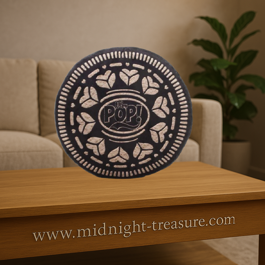 Coussin décoratif 3D Oh My Pop! Black Cookie – 34 x 38 x 12 cm. Coussin pop art au design original avec tissu doux, idéal pour décoration et confort.