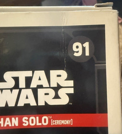 🌌🏅 Funko Pop! N°91 – Han Solo Ceremony (Han Solo en tenue de cérémonie) – 2016 Galactic Convention Exclusive – Star Wars: Episode IV – A New Hope (Star Wars : Épisode IV – Un nouvel espoir) 🏅🌌 PRODUIT RESCAPÉ