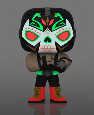 💀🌺 Funko Pop! N°412 – Bane (Día de los DC) – Glow in the Dark (Brille dans le noir) – Entertainment Earth Exclusive – DC Super Heroes 🌺💀