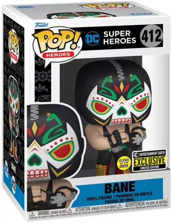 💀🌺 Funko Pop! N°412 – Bane (Día de los DC) – Glow in the Dark (Brille dans le noir) – Entertainment Earth Exclusive – DC Super Heroes 🌺💀