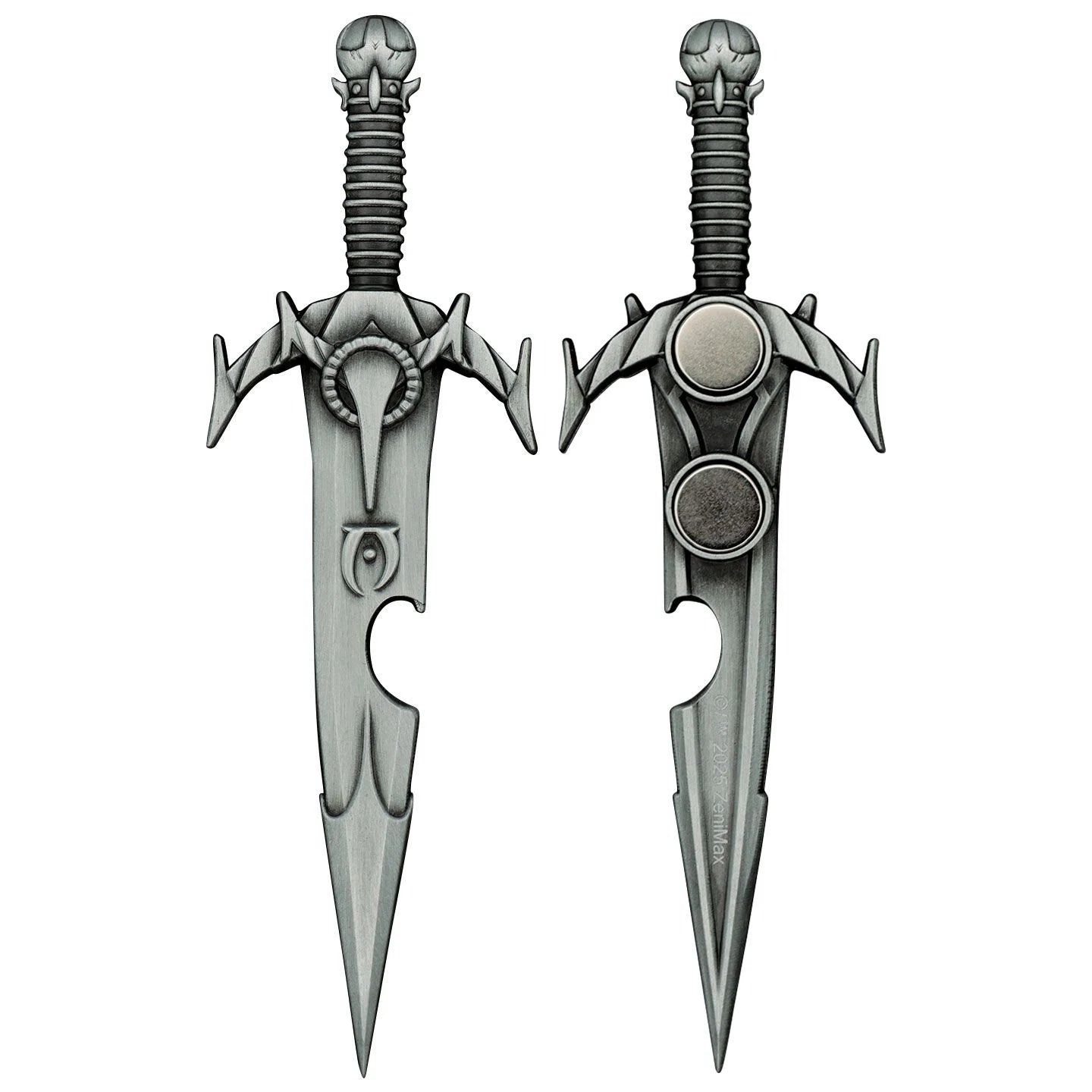 Décapsuleur Rasoir de Mehrunès The Elder Scrolls IV Oblivion. Réplique officielle en métal avec finition nickel antique, dos magnétique et design inspiré de l’arme mythique du jeu.