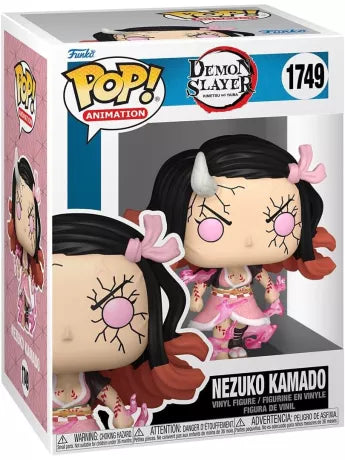 Funko Pop! Animation Demon Slayer – Nezuko Kamado Demon Form N°1749. Nezuko transformée lors de l’arc du Quartier des Plaisirs, avec corne démoniaque et flammes roses de son Blood Demon Art.