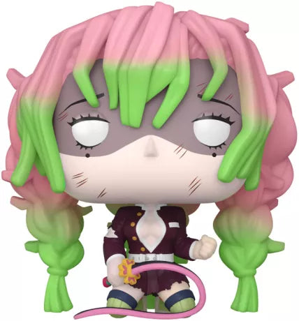 Funko Pop! Demon Slayer – Mitsuri Kanroji Damaged (N°1857). Figurine de la Pilier de l’Amour blessée, cheveux roses et verts, tenue endommagée, inspirée de l’arc du Village des Forgerons.
