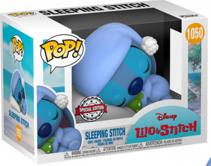 Funko Pop! Lilo & Stitch – Sleeping Stitch (N°1050), Stitch endormi avec pyjama et peluche.