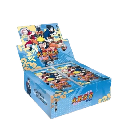 Display de Boosters Naruto Kayou 2 Yuan – Série 7. Contient 30 boosters de 5 cartes chacun, avec des raretés allant de R à CR. Un incontournable pour les collectionneurs et fans de Naruto."