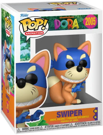 Funko Pop! Dora the Explorer – Chipeur (N°2005). Renard orange avec ventre crème, masque et gants bleus, sourire espiègle et posture furtive. Figurine fidèle au personnage emblématique.

