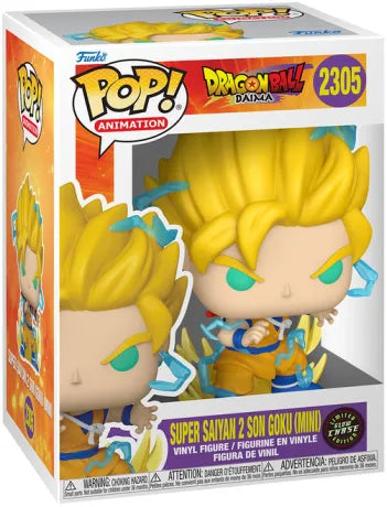 🐉⚡ Funko Pop! Animation N°2305 – Super Saiyan 2 Son Goku (Mini) (Super Saiyan 2 Son Goku (Petit)) – Glow in the Dark Chase – Dragon Ball DAIMA ⚡🐉