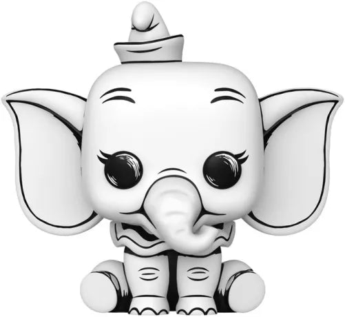Funko Pop! Disney – Dumbo (N°1524, version esquisse). Figurine exclusive en noir et blanc représentant Dumbo assis avec son chapeau. Une pièce unique inspirée des premiers croquis des studios Disney.
