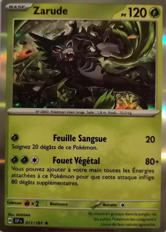 Zarude - Carte Pokémon Holographique (SSP - Étincelles Déferlantes) 011/191 🌿🐒