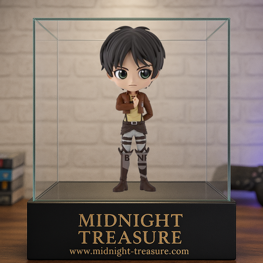 Figurine Attack on Titan – Eren Jaeger – 14 cm – Banpresto. Eren en uniforme du Bataillon d’Exploration dans une pose de serment, avec un regard déterminé. Une figurine fidèle et incontournable pour les fans de l’anime.