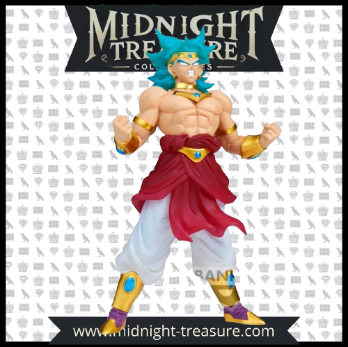 Figurine Dragon Ball Z – Broly – Clearise – 17 cm – Banpresto. Broly dans une pose imposante, dégageant une puissance brute avec des effets translucides dans ses cheveux. Une figurine détaillée parfaite pour les fans de Dragon Ball Z