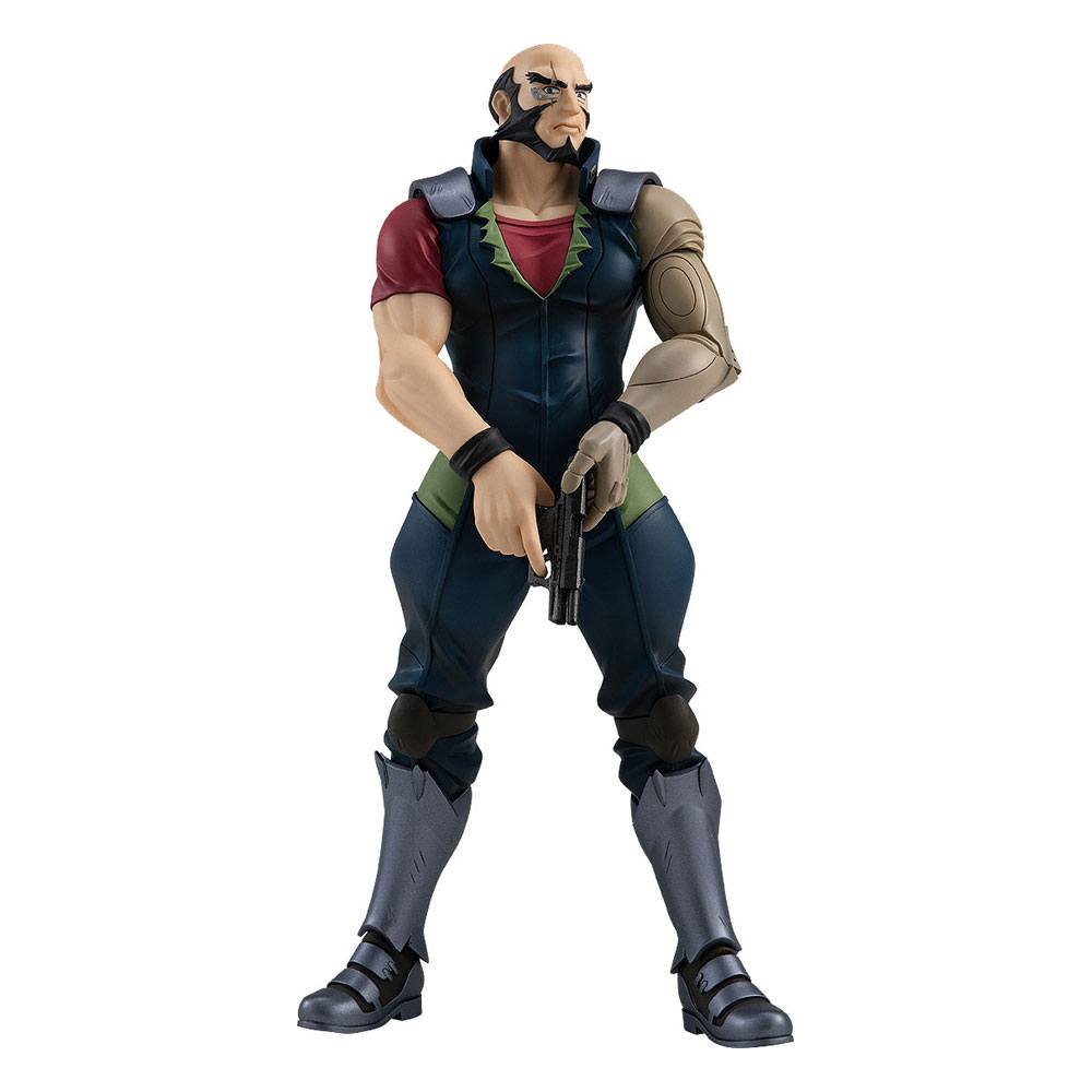 Figurine Cowboy Bebop – Jet Black – Pop Up Parade – 18 cm – Good Smile Company. Jet Black avec son bras cybernétique et son arme, en pose imposante. Une figurine incontournable pour les fans de Cowboy Bebop.
