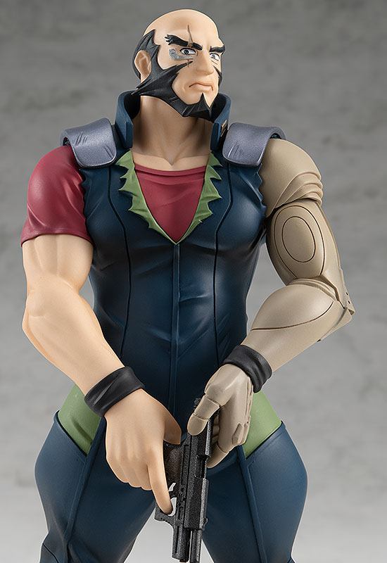 Figurine Cowboy Bebop – Jet Black – Pop Up Parade – 18 cm – Good Smile Company. Jet Black avec son bras cybernétique et son arme, en pose imposante. Une figurine incontournable pour les fans de Cowboy Bebop.