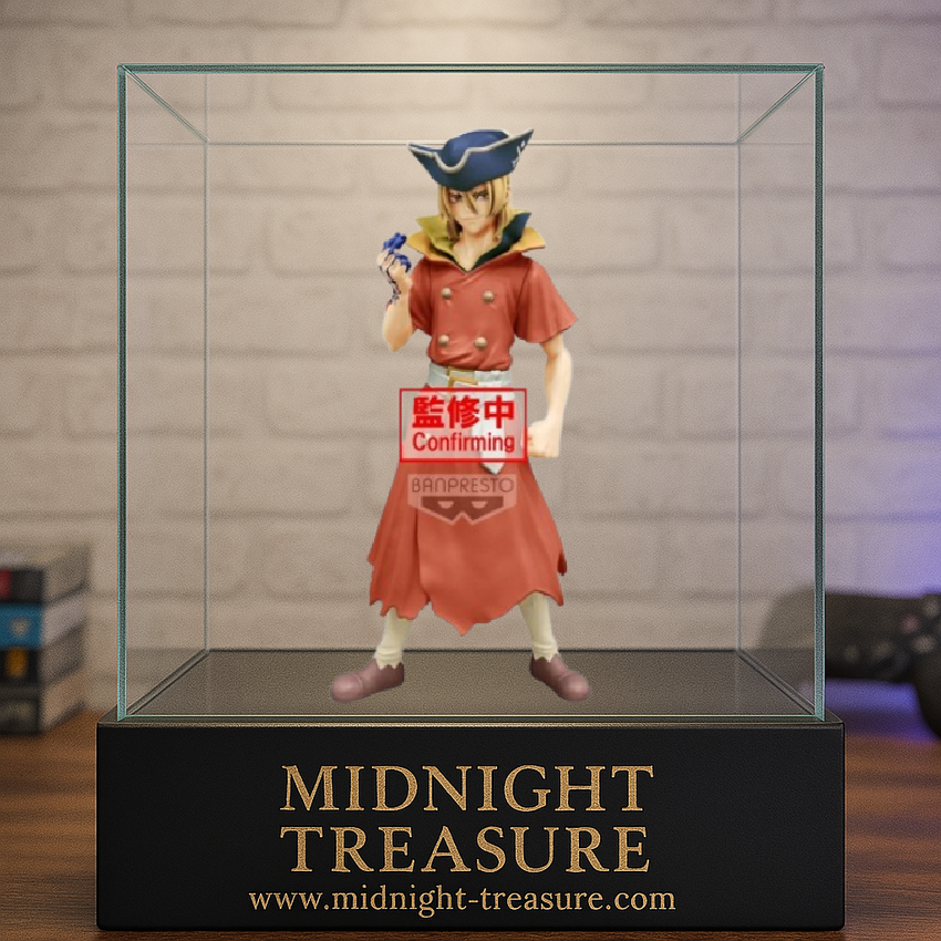 Figurine Dr. Stone – Ryusui Nanami – 18 cm – Banpresto. Ryusui dans sa tenue de capitaine, tenant une figurine dans la main. Une pièce fidèle et charismatique parfaite pour les fans de Dr. Stone.

