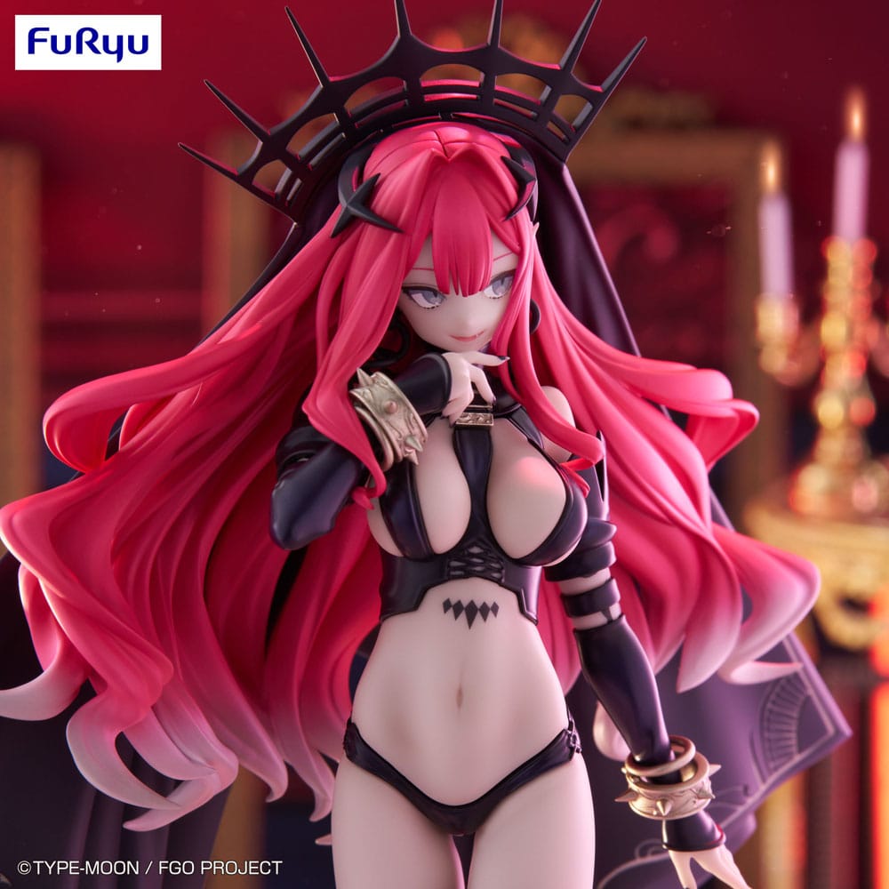 Figurine Fate/Grand Order – Archer Baobhan Sith – Trio Try Statuette – 21 cm – FuRyu. Baobhan Sith en tenue noire élégante avec couronne, pose charismatique et sombre. Une figurine premium pour les fans de Fate.
