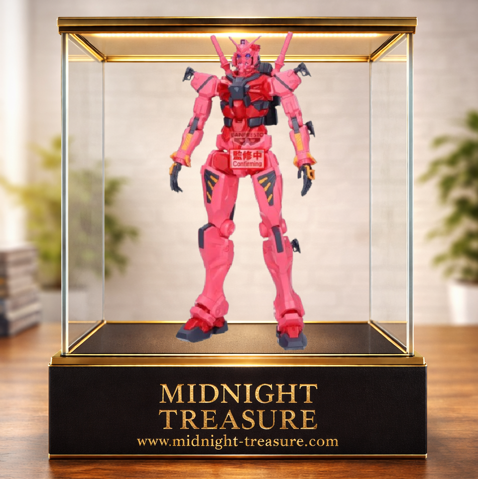 Figurine Genkai Toppa MS Banpresto 28 cm issue de Mobile Suit Gundam GQuuuuuuX, représentant le Mobile Suit rouge avec son armure futuriste détaillée, ses propulseurs dorsaux et ses finitions mécaniques fidèles à la série.