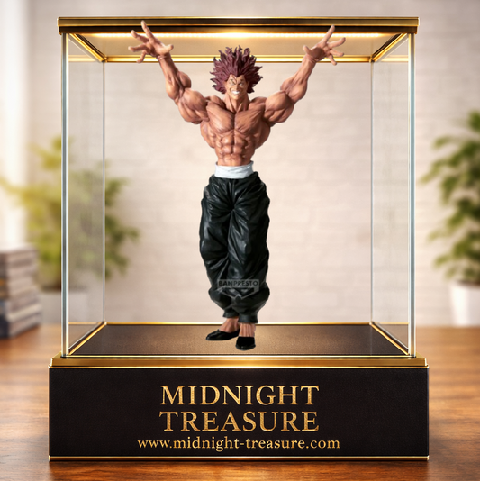 Figurine Baki – Hanma Yujiro – Grandista – 31 cm – Banpresto. Yujiro dans une posture dominante, muscles extrêmement détaillés et expression menaçante. Une figurine impressionnante pour les fans de Baki.