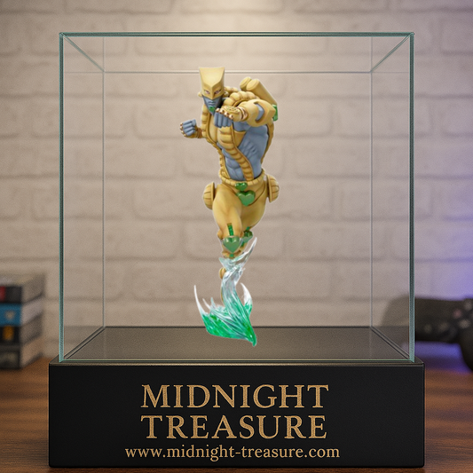 Figurine JoJo’s Bizarre Adventure – The World – Super Action Legend – 16 cm – Medicos Entertainment. The World en pleine attaque, entouré d’un effet d’énergie verte. Une figurine puissante et détaillée pour les fans de JoJo.