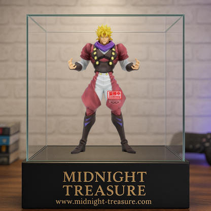 Figurine JoJo’s Bizarre Adventure – Dio Brando – 22 cm – Banpresto. Dio Brando dans une posture dominante avec une expression arrogante, fidèle à l’antagoniste mythique de JoJo. Une figurine imposante idéale pour les fans de JoJo.