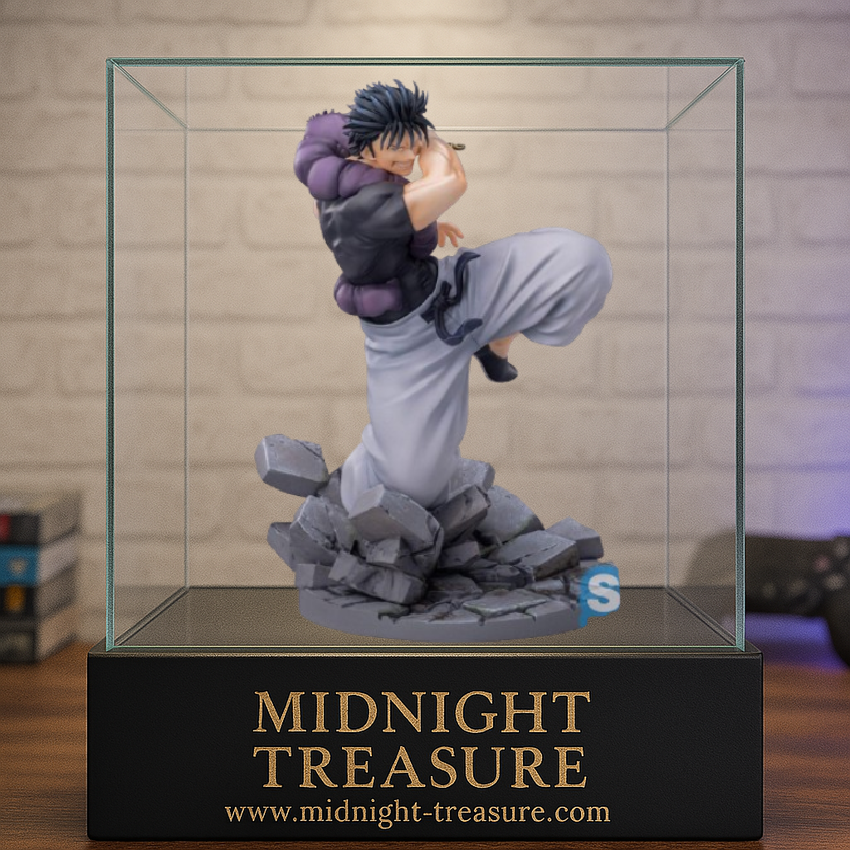 Figurine Jujutsu Kaisen – Toji Fushiguro “Heavenly Restriction” – Luminasta – 18 cm – SEGA. Toji en pleine attaque, tenant son katana, sur une base rocheuse. Une figurine puissante et détaillée.