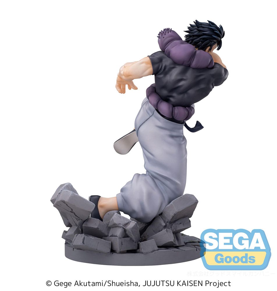 Figurine Jujutsu Kaisen – Toji Fushiguro “Heavenly Restriction” – Luminasta – 18 cm – SEGA. Toji en pleine attaque, tenant son katana, sur une base rocheuse. Une figurine puissante et détaillée.