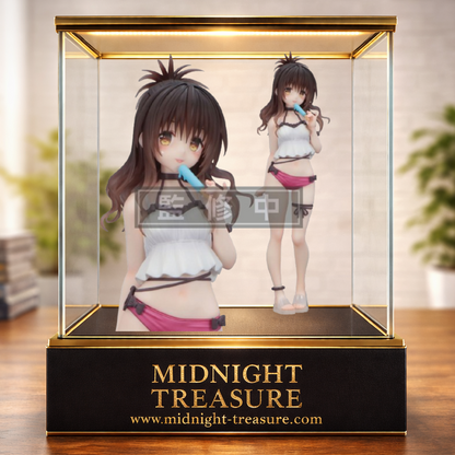 Figurine Mikan Yuuki Trio-Try-iT FuRyu 17 cm issue de To LOVE-Ru Darkness, représentant Mikan en tenue de plage estivale dégustant une glace, avec une sculpture fidèle et des finitions détaillées.