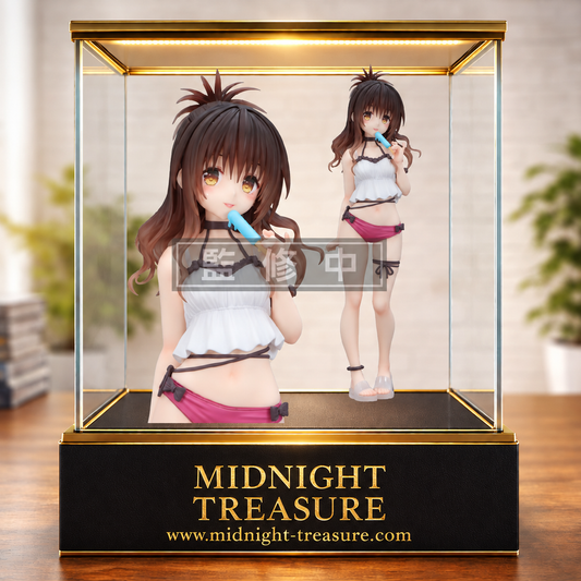 Figurine Mikan Yuuki Trio-Try-iT FuRyu 17 cm issue de To LOVE-Ru Darkness, représentant Mikan en tenue de plage estivale dégustant une glace, avec une sculpture fidèle et des finitions détaillées.