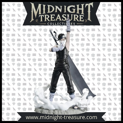 Figurine Naruto – Momochi Zabuza – Memorable Saga – 14 cm – Banpresto. Zabuza effectue un sceau de Jutsu en pleine invocation de brume, avec son épée Kubikiribōchō dans le dos et un effet de fumée translucide l’entourant. Une figurine dynamique et fidèle à l’anime, parfaite pour les fans de Naruto.