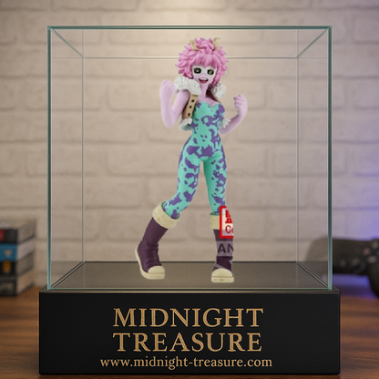 Figurine My Hero Academia – Mina Ashido – Age of Heroes Pinky – 16 cm – Banpresto. Mina Ashido dans sa combinaison violette, avec sa peau rose, ses cornes et ses bottes de combat. Une figurine dynamique et fun pour les fans de MHA