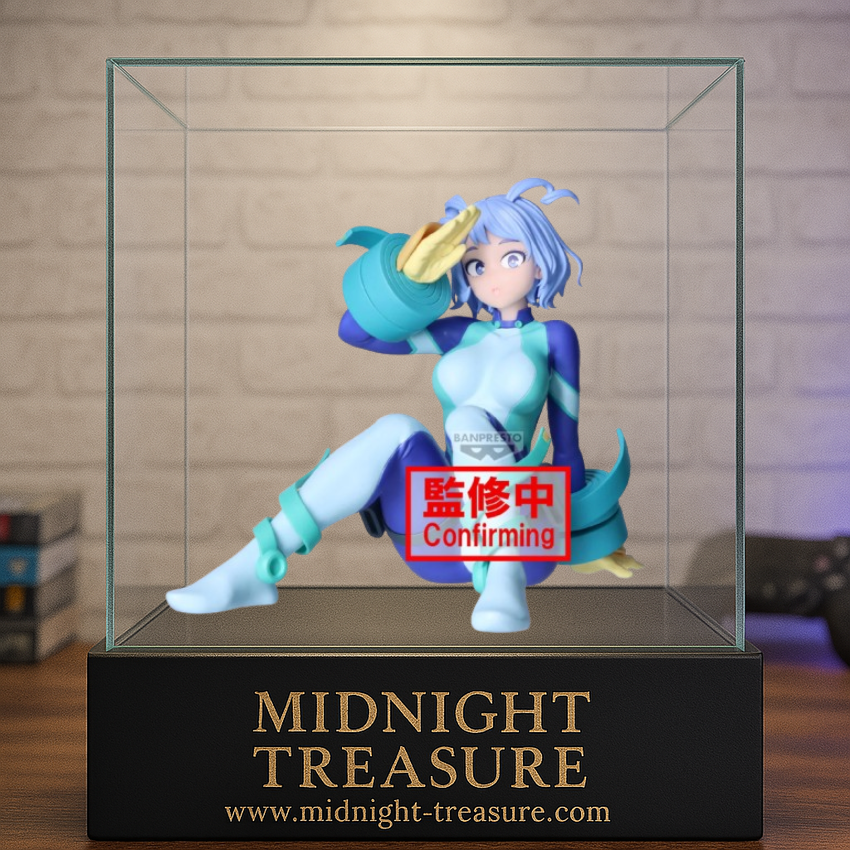 Figurine My Hero Academia – Nejire Hado – Glitter & Glamours – 13 cm – Banpresto. Nejire assise en tenue de héroïne, expression joyeuse et dynamique. Une figurine parfaite pour les fans de MHA.