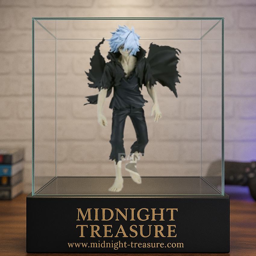 Figurine My Hero Academia – Tomura Shigaraki – 18 cm – Banpresto. Tenue en lambeaux, regard sombre et posture menaçante. Une figurine fidèle pour les fans de vilains et de l’univers MHA.