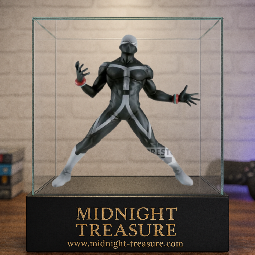 Figurine My Hero Academia – Twice – The Evil Villains – 15 cm – Banpresto. Twice en pose expressive, costume noir intégral et bracelets colorés. Une figurine fidèle et charismatique pour les fans de MHA.

