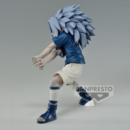 "Figurine Naruto Shippuden – Sasuke Uchiha – Marque du Maudit – 13 cm – PVC/ABS. Sasuke en posture dynamique avec la marque maudite activée, idéal pour compléter votre collection Naruto."

