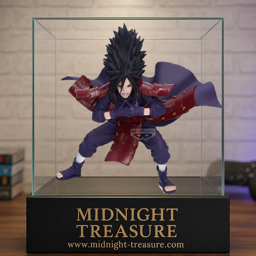 Figurine Naruto Shippuden – Uchiha Madara – Vibration Stars – 13 cm – Banpresto. Madara en posture de combat, manteau flottant et armure rouge. Une pièce puissante pour les fans de Naruto.

